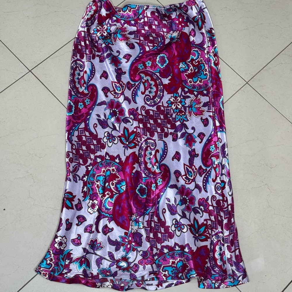 Purple Paisley Satin Skirt